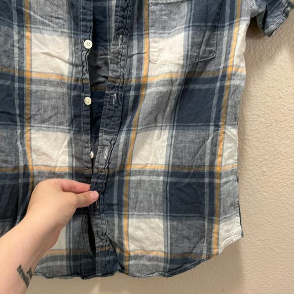 Merona Blue Plaid Button Up Shirt Casual Collared Button Down Size Small - Picture 3 of 8